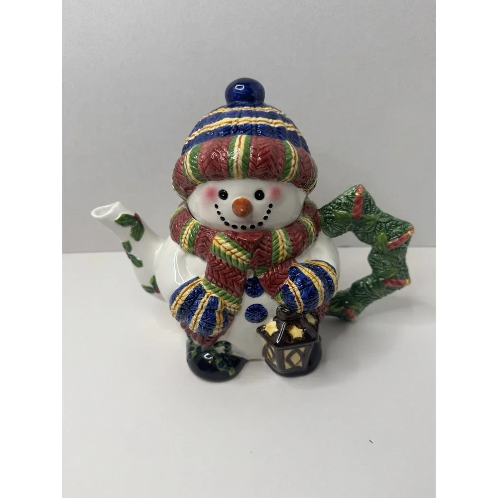 Vintage Snowman Teapot By: World Bazaars Hand Painted Ceramic‎ Tea Pot